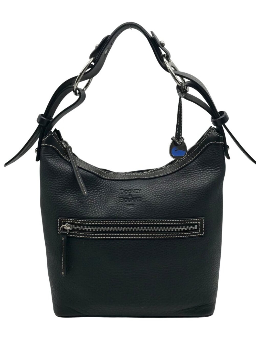 Dooney & Bourke Black Pebbled Leather East West Hobo Bag